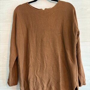MICHAEL KORS Tunic Sweater Brown Waffle Knit Long Sleeve MEDIUM Casual Preppy